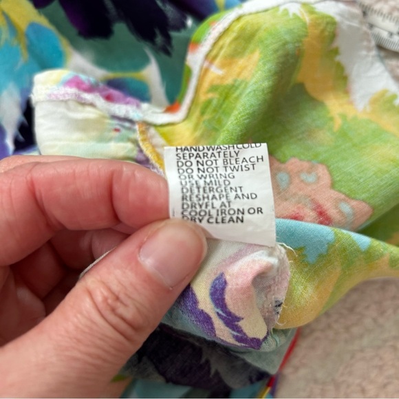 Seven Islands Floral Tie Dye Midi Dress Dolman Sleeve Cocoon Style Size Large XL - Picture 5 of 13